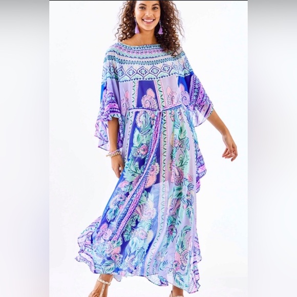 NWT Lilly Pulitzer Monnae Midi Caftan in Moroccan Mint size S/M